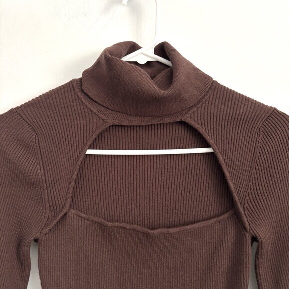 Camila Coelho Roscoe Cutout Turtleneck Sweater in Brown Women’s Size Small - Picture 3 of 8